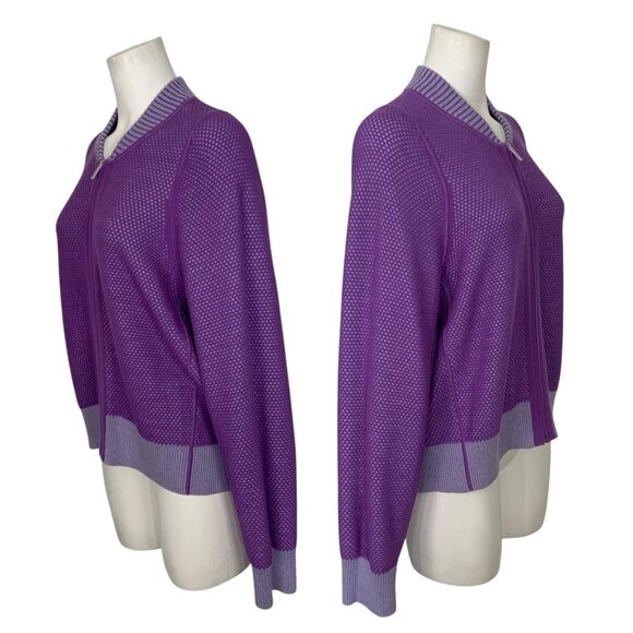 Lululemon Reversible Double Knit Zip Up Sweater 12 Purple Wool - Picture 7 of 15